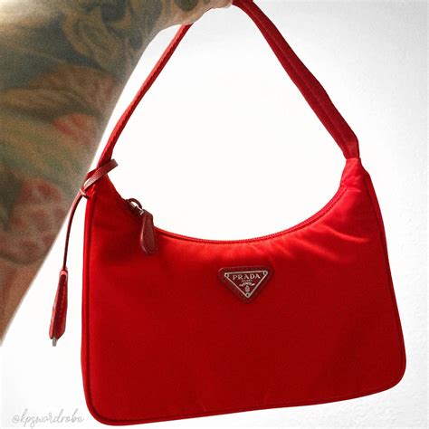 prada red bag|prada studded shoulder bag.